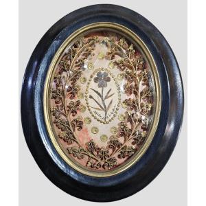 Reliquary Frame With Paper Filigree And Hair Work, 19th Century