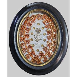 Reliquary Frame With Paper Filigree And Hair Work, 19th Century