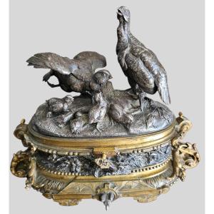 Gilt And Silver Bronze Jewelry Box Signed Jules Moignez