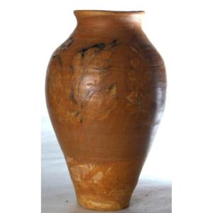 Decorated Terracotta Vase Signed Jean Paulet