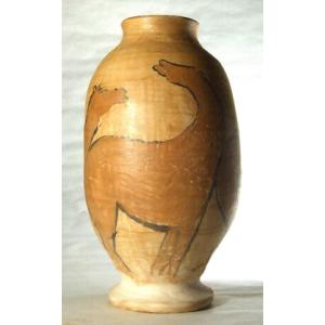 Decorated Terracotta Vase Signed Jean Paulet