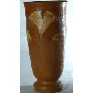 Decorated Terracotta Vase Signed Jean Paulet