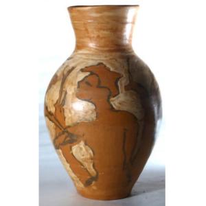 Decorated Terracotta Vase Signed Jean Paulet