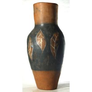 Decorated Terracotta Vase Signed Jean Paulet