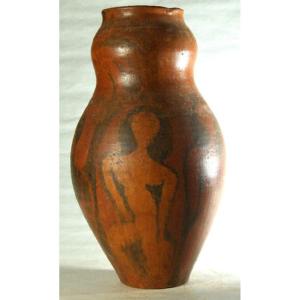 Decorated Terracotta Vase Signed Jean Paulet