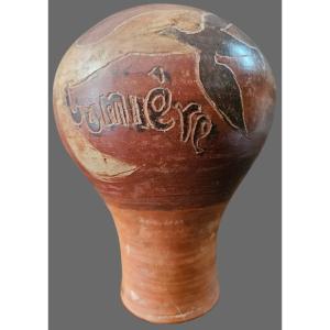 Decorated Terracotta Vase Signed Jean Paulet