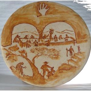 Earthenware Dish Decorated And Signed Jean Paulet