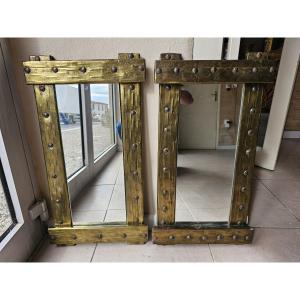 Pair Of Brutalist Mirrors 60's / 70's