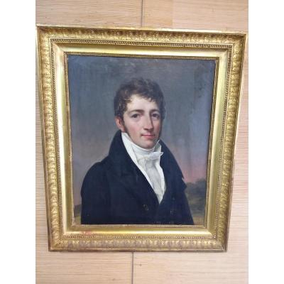 Table Portrait Of A Young Man With A White Knot Signed Edmée Brucy And Dated 1817