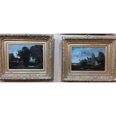 Pair Of Paintings Signed VallÉe Étienne Maxime In Their Original Frames