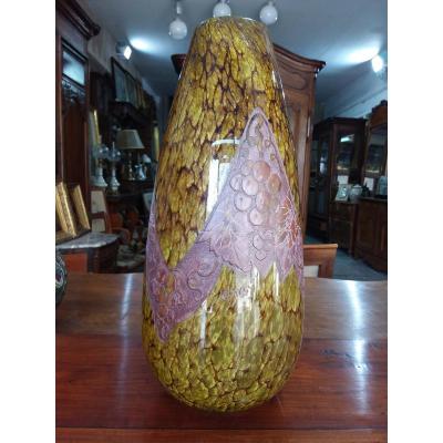 Art Deco Multilayer Glass Vase Signed Legras