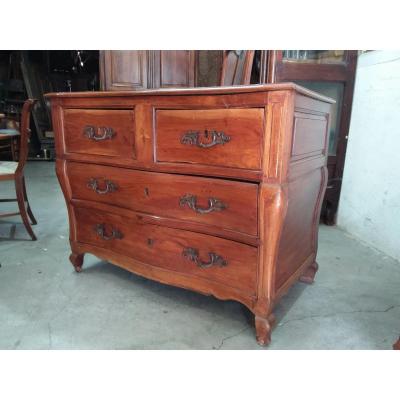 Louis XV Commode With 4 Drawers On 3 Rows In Cherry Eighteenth Time