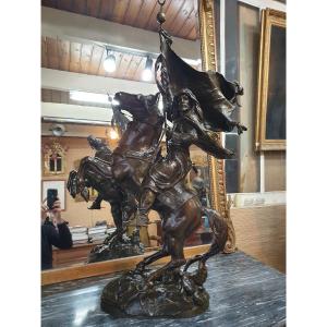 Arab Rider Waving A Flag, Bronze Signed Bofill . Freedom Fighter 