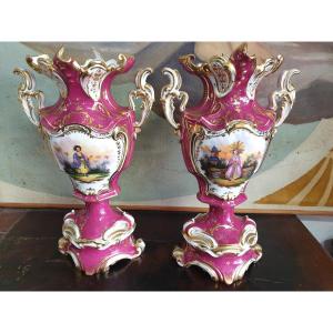 Pair Of Porcelain Vases With Chinese Decorations