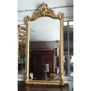 Napoleon III Fireplace Mirror In Wood And Golden Stucco