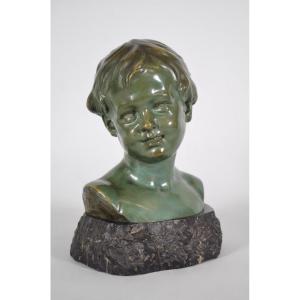 Léon Morice - Child Bust In Bronze