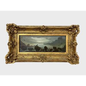 19th Century Framed Lake Landscape