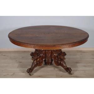Oak Renaissance Style Pedestal Table 1900