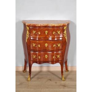 Louis XV Style Chest Of Drawers Gilt Bronze Marquetry