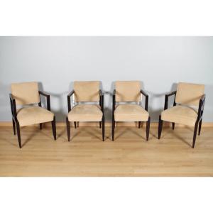 Four Black Lacquered Armchairs 1940