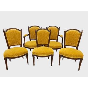Pair Of Armchairs And Three Chairs From The Louis XVI Period