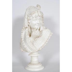 Alabaster Bust - Woman With Mantilla