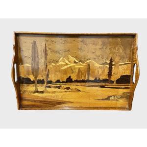 Art Nouveau Marquetry Tray