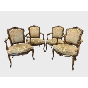 Four Louis XV Style Armchairs