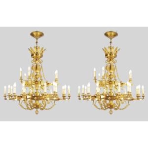 Maison Lucien Gau - Pair Of Empire Style Chandeliers