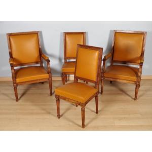 Two Armchairs And Two Louis XVI Style Chairs