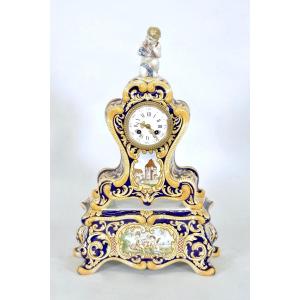 Nevers Earthenware Clock Signed Antoine Montagnon