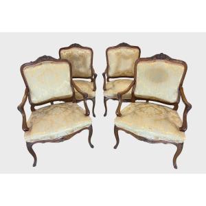 Four Louis XV Style Armchairs