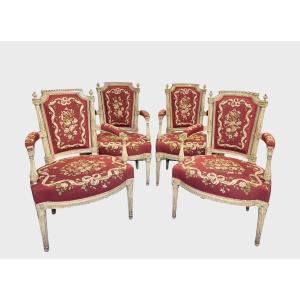 Four Painted Armchairs From The Directoire Period