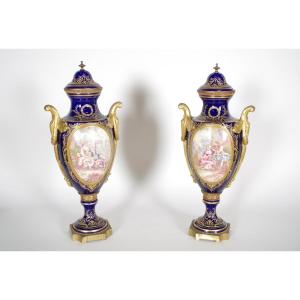Pair Of Sèvres-style Porcelain Vases