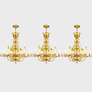 Lucien Gau House: Three Empire-style Chandeliers