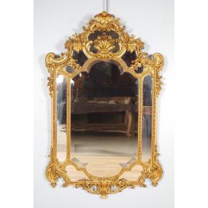 Gilded Napoleon III Mirror With Side Panels