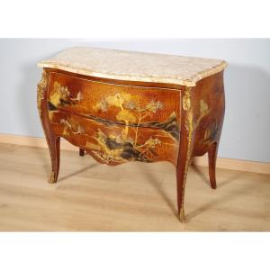 Louis XV Style Chest Of Drawers In Chinese Lacquer