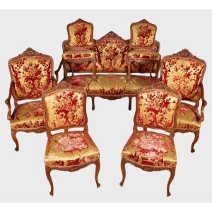 Regency-style Living Room: Sofa, Two Armchairs, Four Chairs