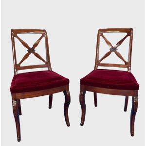 Pair Of Restoration Mahogany Chairs - 19th Century