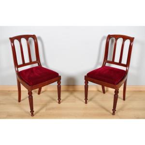 Pair Of Louis-philippe Mahogany Chairs - 19th Century