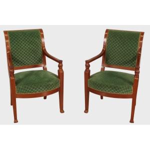 Pair Of Armchairs Back From Egypt Time Consulate
