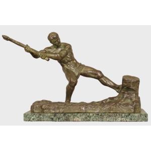 Bronze Art-deco Signed Ouline