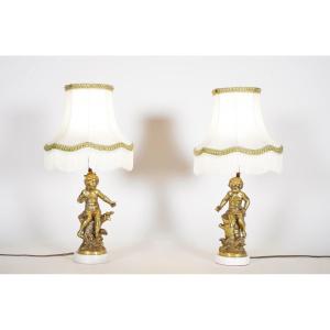 Pair Of Lamps Signed Moreau