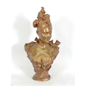 Victor Léopold Bruyneel: Bust Of An Elegant Belle Epoque