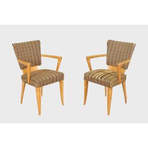 Pair Of 1950 Armchairs In Sycamore