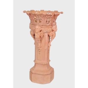 Column And Its Napoleon III Pot In Terracotta
