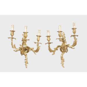 Pair Of Louis XV Style Wall Lights In The Taste Of Caffieri
