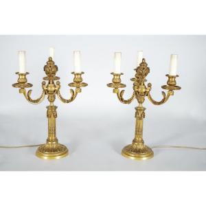 Louis XVI Style Candelabra Gilt Bronze