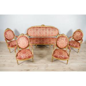 Louis XVI Style Living Room Golden Wood