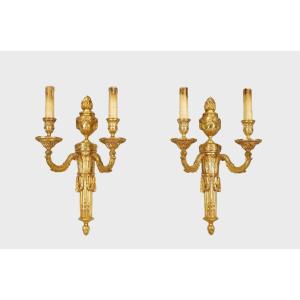 Louis XVI Style Gilt Bronze Sconces